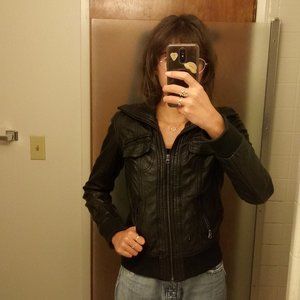 Bershka women's black leather jacket